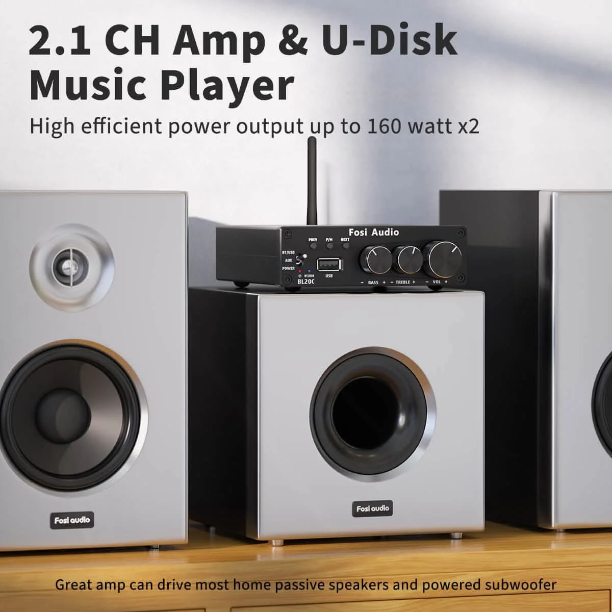 Fosi Audio BL20C Bluetooth USB Stereo Amplifier - Image 5