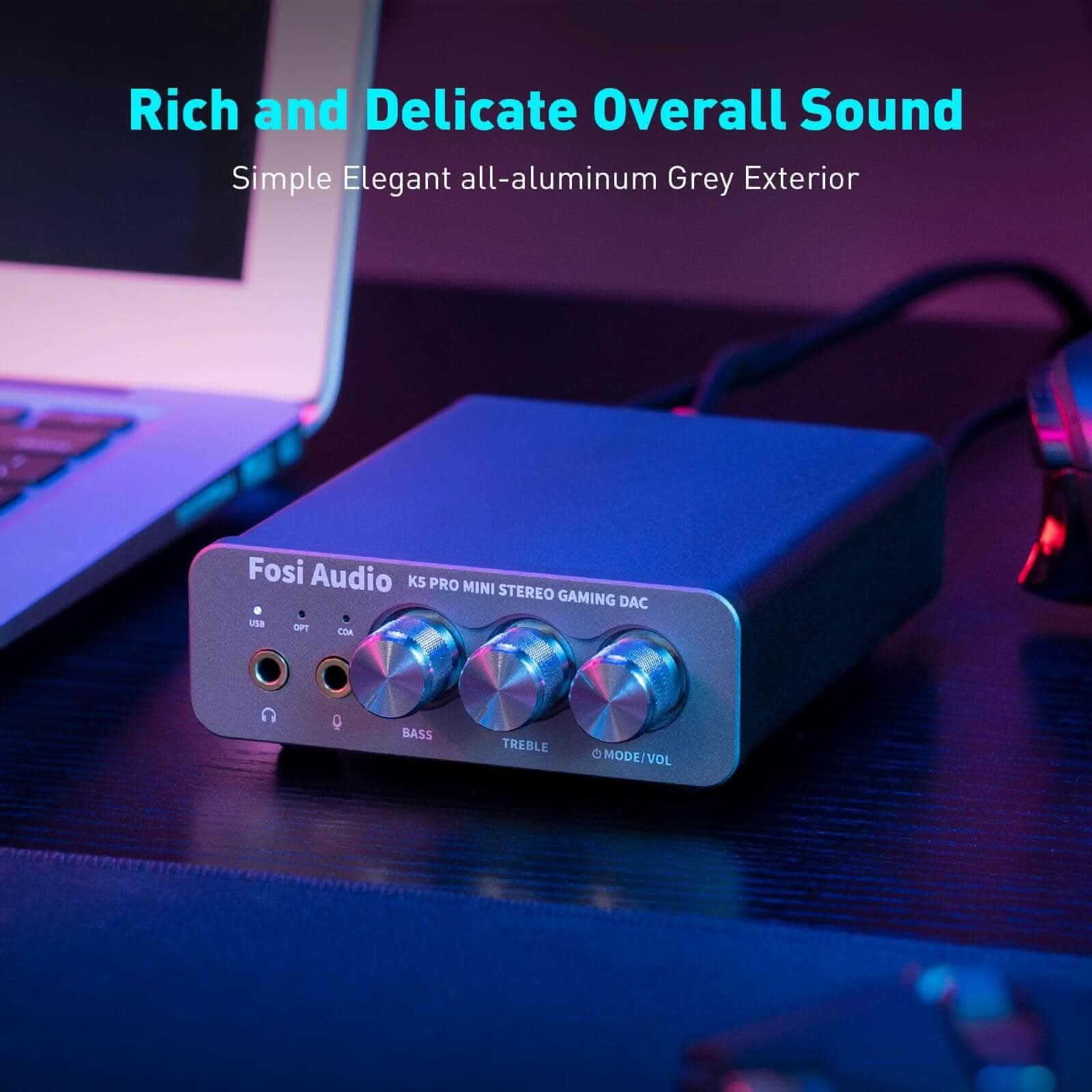 Fosi Audio K5 Pro Gaming DAC Headphone Amplifier - Image 5