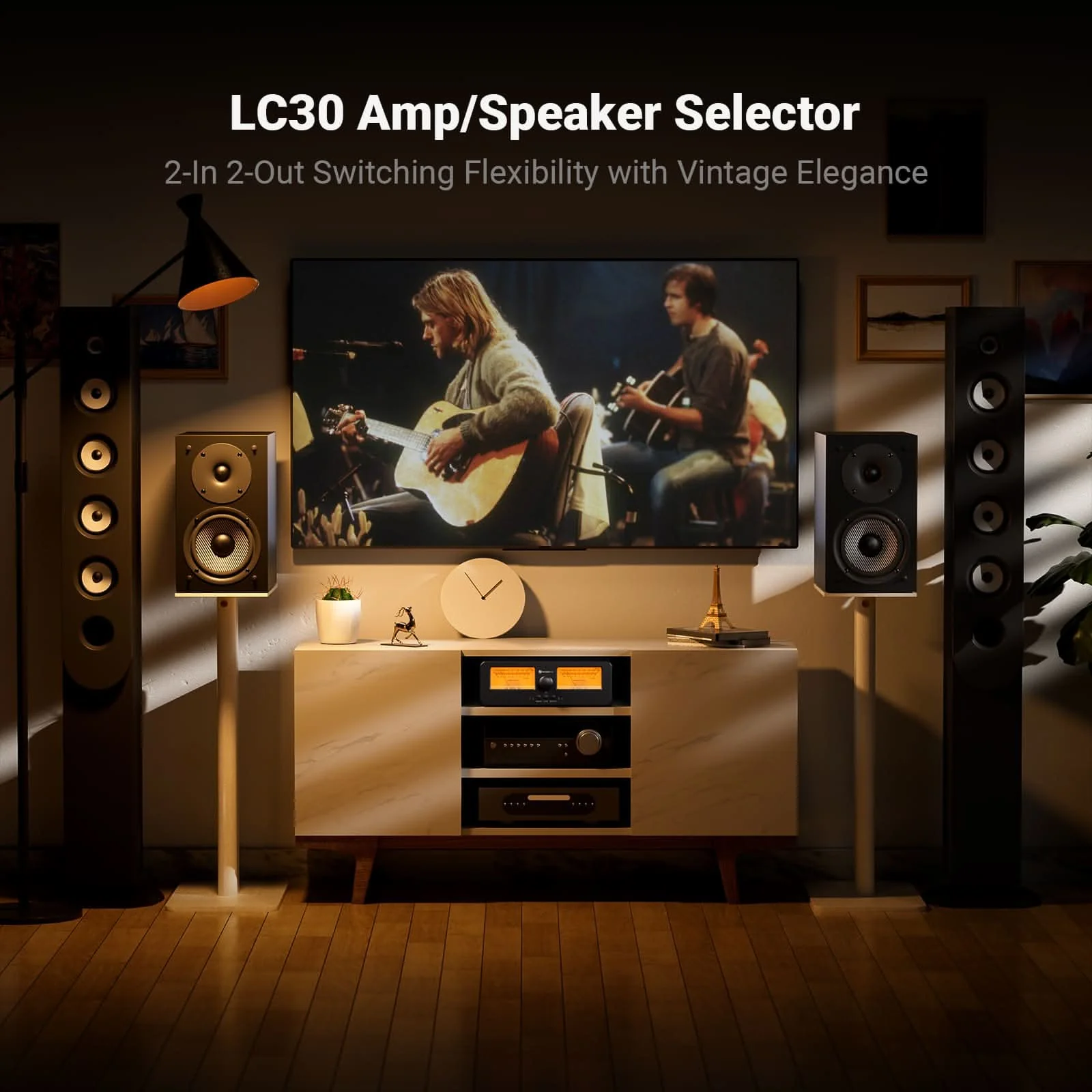 Fosi Audio LC30 VU Meter Amplifier Speaker Selector - Image 2