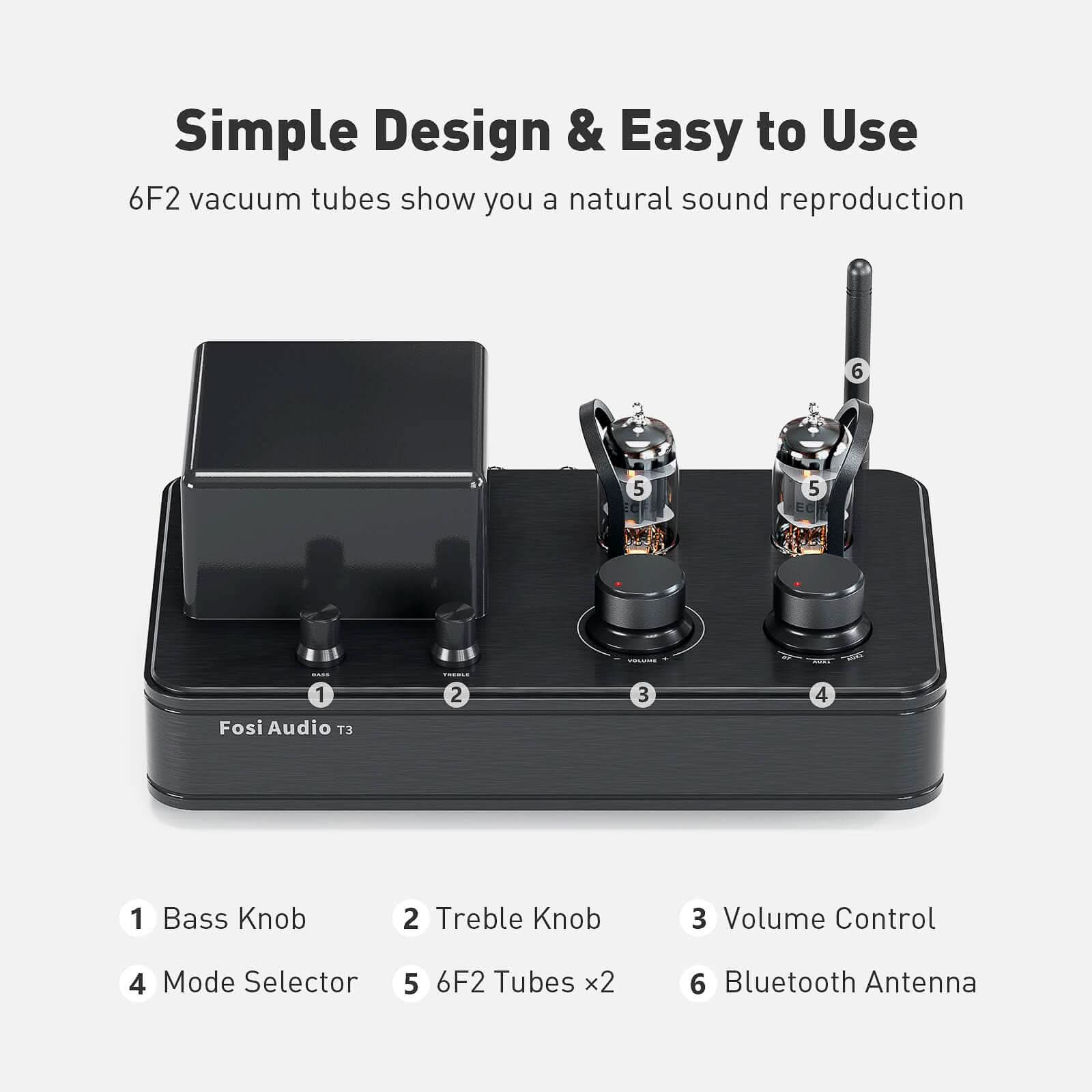 Fosi Audio T3 Bluetooth Hybrid Stereo Tube Amp - Image 5